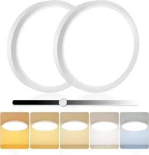 2Pack 15.8 Inch LED Flush Mount Ceiling Light, 35W, 3850LM, 2700K-5000K 5CCT Selectable & Dimmable, White Round Flat Panel Light for Hallway, Kitchen, Bedroom, Laundry Room
