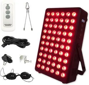 Red Light Therapy Panel for Body and Face, 660nm Red 850nm and Near Infrared Panel Built-in Timer, 60 LEDs High Power, Promote Sleep, Improve The Body, Relieve Muscle FatigueE300-Black)