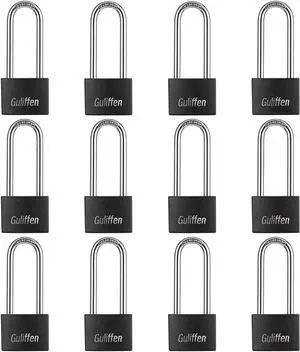 Aluminum Pad Lock, 12 Pack Long Shackle Padlocks with Same Key, Gym Locker Lock of Metal for Outdoor FenceSheds, Storage Unit, Gate, Toolbox,TrailerGarages