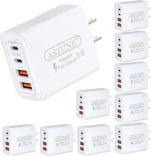 10Pack USB C Wall Charger 40W 4-Port,USBC Cube Power Adapter Plug Multiport Type Brick for AP Watch Series 9/8/7/6/ iPhone 15 Plus/15 Pro Max