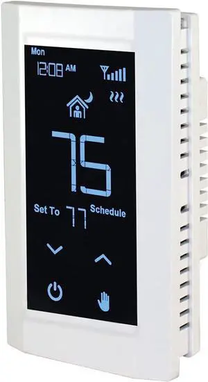 K902-W Hoot WiFi Line Voltage Smart Programmable Thermostat, 120/208/240V, Double Pole, 4-Wire, White
