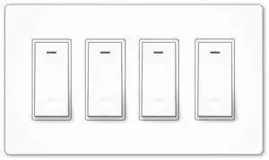 WiFi Smart Light Switch, 4 Gang No Screw Panel Life/Tuya App Wireless Remote Control Wall Switch Timer for Lights, Compatible with Alexa, Google Home, Neutral Wire Required, Hub Required