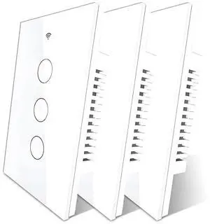 Smart Wi-Fi Light Switch 2.4GHz - Compatible with Alexa and Google Assistant Neutral Wire Required, Single Pole, Remote Control, Schedule (3 Pack)