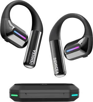 True Bone Conduction Headphones, Perfect for Night Running and Cycling, Aurora Mode(RGB Light) Open-Ear Up to 30H Playtime with Charging Case, IP54 Water-Resistant, AAC/SBC