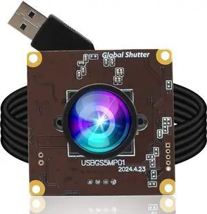 5MP Global Shutter 50fps USB Camera Module for Computer UVC USB2.0 Lightburn Laser Engraver High Speed 60fps PC Cam Wide Angle Webcamera Live Streaming (100°no Distortion Lens)