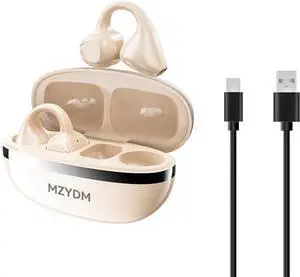 Open Ear Earbuds, Bluetooth 5.4 Clip On Headphones,with Mic 40H Playtime, IPX6 Waterproof, for Small Ears, Workout Sports Running (White)