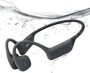 Full-Coverage Liquid Silicone Swimming Headphones, IP68 Waterproof Underwater Bluetooth 6.0&MP3 with 32GB Memory Card, Soft/Skin-Comfortable Open Ear Bone Conduction Swim Earbuds(Black)