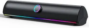 Computer Speakers,[Upgraded] 2600mAh RGB PC Soundbar,Bass Boost,HiFi Stereo Bluetooth Speakers with Touch Buttons for Laptops,Phone,Great Gamers,Families,Professionals