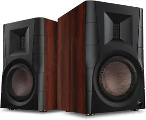 D100 Bluetooth Bookshelf Speakers - Powered Desktop Stereo for TV/Turntable/PC/Monitor 4 Inch Near Field Computer 62w RMS Wood Grain (Pair)