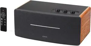 D12 Integrated Desktop Computer Speakers with Bluetooth 5.0, Wireless Stereo Tabletop Speaker 70 Watts RMS Subwoofer Line Out, RCA, Aux Input for PC Monitor Laptop - Wooden Enclosure