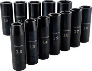 Impact Socket Set, Metric, 1/2-Inch Drive, Deep Sockets, 12-Piece (CMMT15887)