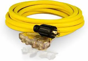 25-Foot 30-Amp 125/250-Volt Fan-Style Generator Extension Cord (L14-30P to four 5-20R)