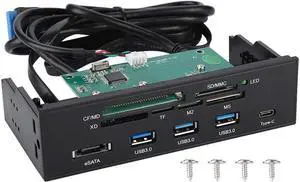 Internal Card Reader 5.25inches High Speed Front USB 3.0 Interface Multifunction Internal Card Reader Dashboard PC Front Panel,Equipped with eSATA and USB 3.1 Port