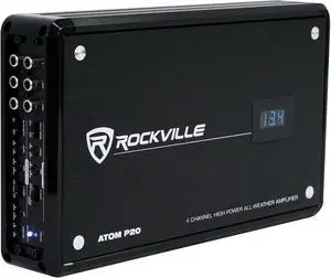 ATOM P20 Marine/ATV/Car Amplifier, 1600W, 4-Channel, Class-AB, Bluetooth, Dyno-Certified, Volt Meter, Perfect for Boats, ATVs, and Car Audio