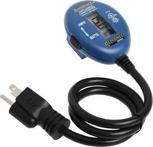 Ammeter and Wattmeter THP103 AmWatt Appliance Load Tester/Plug, 1-Pack, Blue