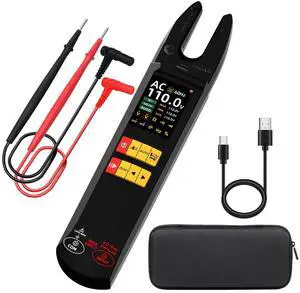 DC AC Clamp Meter, Open-Jaw 600A with Smart, TRMS Color LCD Rechargeable Digital Multimeter, Amp Capacitance Diode Duty Cycle Ohm Hz Continuity V-Alert Live Check Voltage Tester with Flashlight