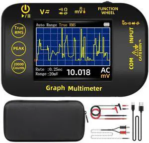 20000 Counts Digital Multimeter Date Recorder, 1uV/1000V Photovoltaic/Miners Voltmeter Tester, TRMS with Rechargeable, Measures Capacitance Diode MAX/MIN/PEAK Voltage Temperature Ohm Continuity