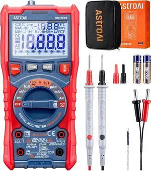 Digital Multimeter Tester TRMS 20000 Counts with Higher Resolution Auto-Ranging Voltmeter; Accurately Measures Voltage Current Resistance Diodes Continuity Duty-Cycle Capacitance Temperature