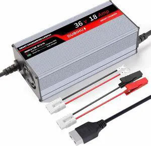 43.8V 18A LifePo4 Lithium Battery Charger Smart Golf Cart, RV & 36V Motor Battery Charger with Anderson Plug, M8 Ring Terminal & 50A Alligator Clip Adapter Cable