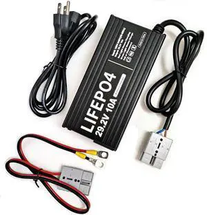 24V 10A Lithium Battery Charger 29.2V LiFePO4 Battery Smart Charger with Anderson Connector LED Indicator Special for Lithium 24V LiFePO4 Deep Cycle Rechargeable 30AH-150AH Batteries Charger