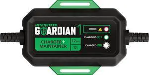 12V Battery Charger and Maintainer (12V, 1.2A) Portable, Automatic, Trickle Charging for Automotive, AGM, Flooded, Gel, Lead-Acid, Powersports (CHGIB12)