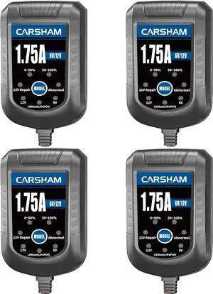 [4-Pack]  Trickle Battery Charger 6V 12V Smart Float Charger Automatic Maintainer for Car Motorcycle Lawn Mower Tractor Automotive ATV Lead Acid and Lithium Batteries