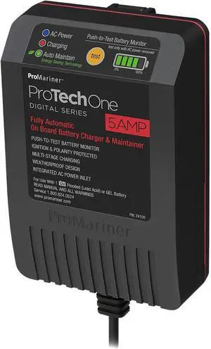 24105 ProTechOne Digital Series 5 Amp Fully Automatic On-board Battery Charger and Maintainer with Integrated AC Inlet