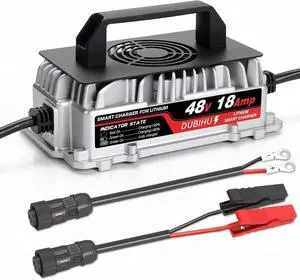 58.4V 18A Lithium Battery Charger for 48V LiFePO4 Battery, Waterproof Connector with M8 Ring & Alligator Clip, for Golf Carts, RVs, 48V Trolling Motors