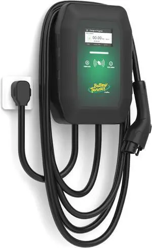 eCharge 40 AMP EV Charger - Level 2 Mounted Indoor Outdoor Fast Electric Vehicle Charging Station with Flexible 25ft Cable NEMA 14-50 - 022-3018-DL-WH