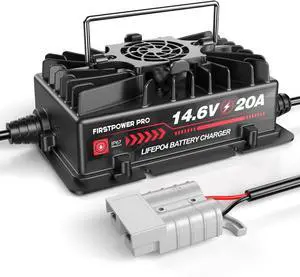 14.6 Volt LiFePO4 Battery Charger, 12V 20A Lithium Battery Charger Maintainer with Anderson Connector LED Indicator, Handle Design for Cars,Golf Carts,UAV,Fishing Boat,RV and Deep Cycle Batteries