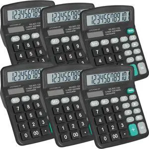 6 Pack Calculator Bulk, 12 Digits Calculators Desktop with Large LCD Display and Sensitive Butto, Solar and Battery Dual Power, Desk Calculator for Office, School, Home