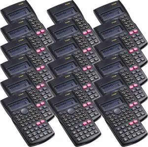 18 Pieces 2-Line Engineering Scientific Calculator, Black Function Fractions Math Calculator for Business Office College High School Student Teacher