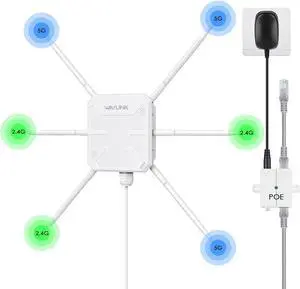 AX3000 WiFi 6 Outdoor WiFi Extender with PoE, 2025 New Model Dual Band 2.4G+5G Long Range Outdoor Wireless Access Point, 6x7dBi High-gain Antennas, IP67 Weatherproof, Work with Starlink