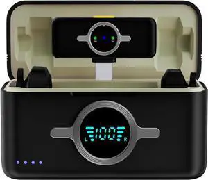 Wireless Lavalier Microphone for iPhone/Android/Laptop with Lightning/USB-C Plug, 48KHz/24Bit, Noise Cancellation, 100 Meters Transmission Range, 30h Battery for Video Recording, Streaming