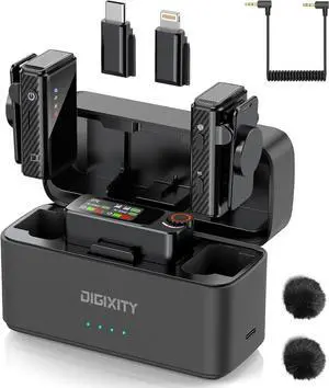 Wireless Lavalier Microphone for iPhone/Android/Camera/PC,AI Noise Canceling Clip-On Mic with Charging Case- Magnetic Dual Mics for Podcast, Vlog, Interview & Video Recording  492Ft Range