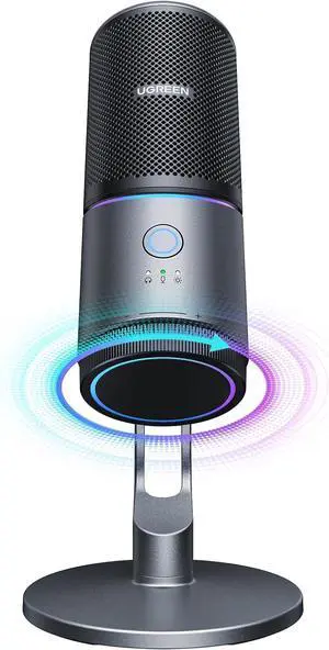 Microphone for PC, USB Mic with RGB Lights, Mute Button, 24bit/96kHz, Cardioid Polar Pattern, Volume Control, Condenser Microphone for Streaming, Gaming, Podcasting, Recording, Laptop, PS5