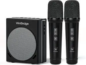 WinBridge S90 Voice Amplifier with 2 Wireless Handheld Microphones, 30W Portable PA System Speaker, HD Clear Sound & Powerful Bass, Bluetooth Mic & Karaoke Machine for Teachers, Tour Guide, Singing