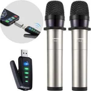 Wireless Microphone for Computer, USB Rechargeable Dual Handheld Mic System for MacBook, PC Laptop, Zoom Meeting, Classroom Teaching, Teacher Podcast, vlog