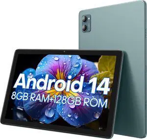 10.1 inch Android Tablet Computer, Android 14 Tablet, 6800mAh Battery, 1280 * 800 IPS, 8(4+4GB) RAM+128GB ROM+512GB Expand,WiFi, Bluetooth 5.0, GPS, Dual Camera, Split Screen Support, Light Blue