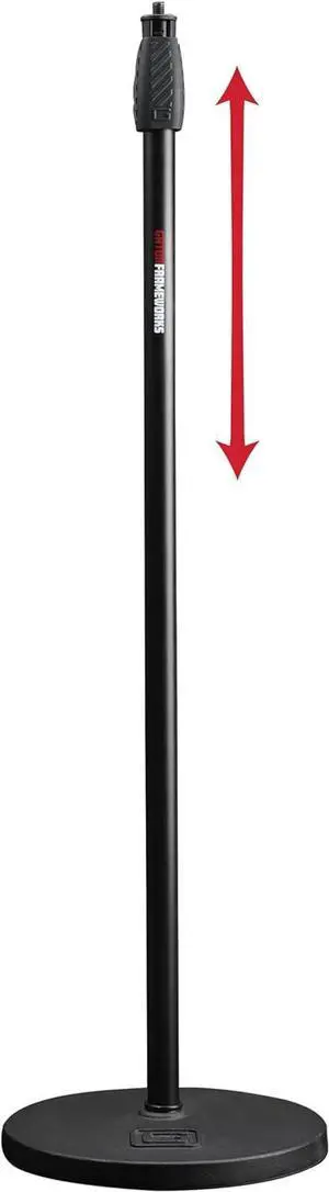 Microphone Stand with 10" Weighted Base and Soft Grip Twist Clutch Height Adjustment, (GFW-MIC-1000)