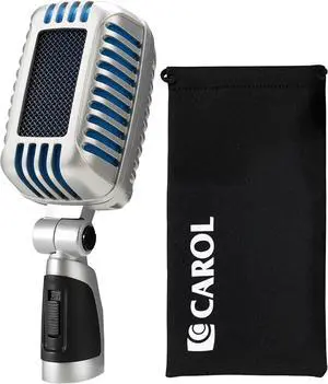 CLM-101 Professional Vintage Wired Microphone  Dynamic Supercardioid with Dual Microphone-Capsules for Singing, Karaoke, and Stage, Includes Mic, Storage Bag & Switch(Cable Not Included) - Blue