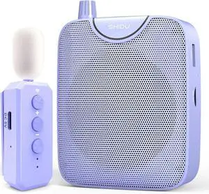 35W Power Voice Amplifier with Bluetooth Wireless Lavalier Microphone, Portable Teacher Mic with Speaker Personal Clip On Microphone System for Teacher Meeting Training-M500 (Purple)