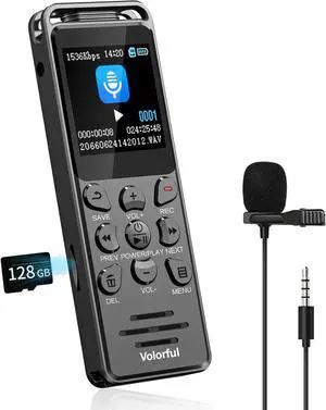 144GB Digital Voice Recorder with Playback,  1536Kbps Audio Recorder for Interviews Meetings, Voice Activated Recorder Recording Device with Noise Reduction, MP3 Stereo Player, Microphone