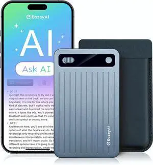 AI Voice Recorder, Transcribe & Summarize with AI Technology, Note Voice Recorder with App Control, Support 140 Languages, 64GB Memory, Audio Recorder for Lectures, Meetings, Calls(Blue)