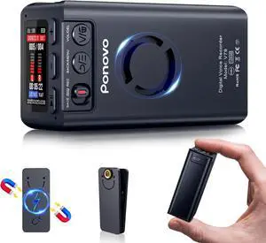 128GB Magnetic Digital Voice Recorder, 45 Days Continuous Recording, Voice Activated Audio Recorder with Password, Clip, Metal Housing, 2159 Professional Noise Reduction for Meetings Lectures