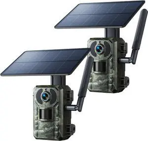 4G Solar Trail Camera - 2K Live Streaming Game Camera with Built-in SIM Card, 0.1s Motion Activated Wildlife Camera with 850nm No-Glow Night Vision, IP66 Waterproof Hunting Camera