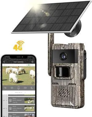 Trail Camera Unlimited Data Plan Cellular Trail Cameras 2K Live Feed 4G Game Camera Built in SIM Card Trail Cameras with Night Vision Motion Activated Waterproof IP66 Solar Cellular Security Camera