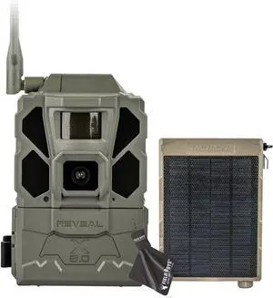 Reveal X Gen 3.0 Cellular Trail Camera - Multi Carrier, HD Photos & Videos, Pre-Installed Antenna, Built-in GPS, Best Battery Life, Low-Glow IR Flash, Fast Trigger Speed + Reveal Solar Panel