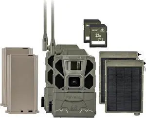 Reveal X Gen 3.0 Cellular Trail Camera - Multi Carrier, HD Photo & Videos, Pre-Installed Antenna, Built-in GPS, Low-Glow IR Flash + Solar Panel, Lipo Lithium Battery, & 32GB SD Card (2PK)