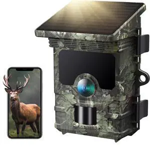 WiFi Trail Camera - 4K 85MP 30FPS Solar Trail Camera with 850nm Night Vision, 120° Wide-Angle Motion Activated Game Cam, 0.1s Trigger, IP66 Waterproof for Wildlife Monitoring